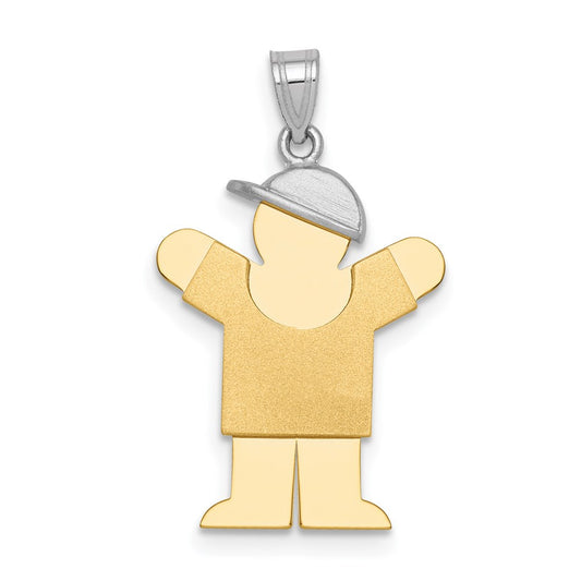 14k Two-tone The Kids Small Boy with Hat on Right Engravable Love Charm