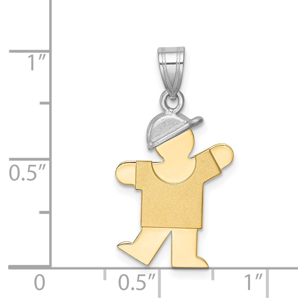 14k Two-tone The Kids Small Boy with Hat on Left Engravable Kiss Charm