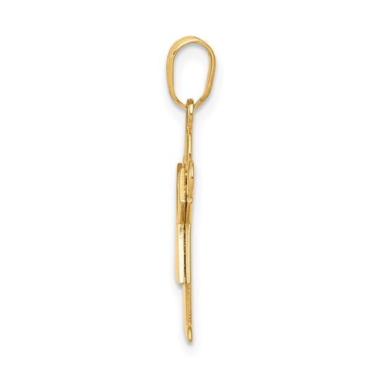 14k The Kids Solid Satin Small Girl Engravable Love Charm