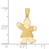 14k The Kids Solid Satin Small Girl Engravable Kiss Charm