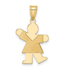 14k The Kids Solid Satin Small Girl Engravable Kiss Charm