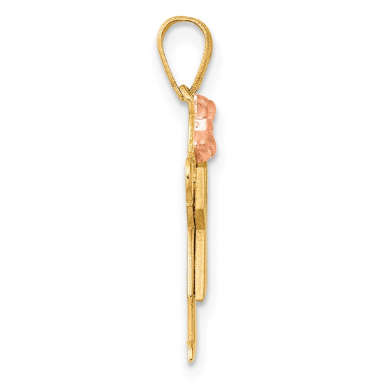 14k Two-tone The Kids Small Girl with Bow on Left Engravable Love Charm