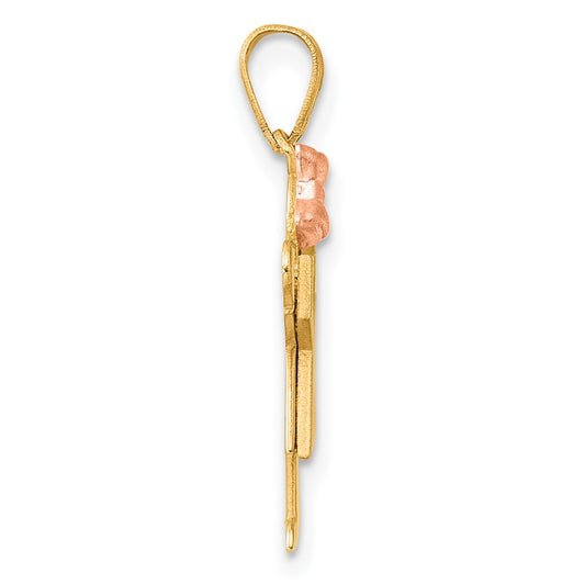 14k Two-tone The Kids Small Girl with Bow on Left Engravable Love Charm