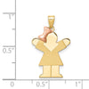 14k Two-tone The Kids Small Girl with Bow on Left Engravable Love Charm