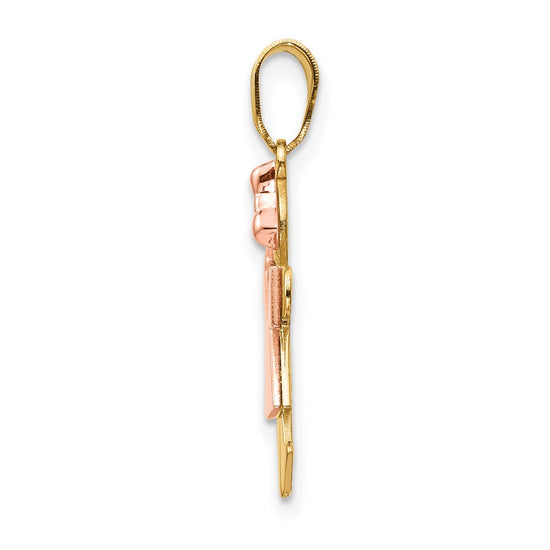 14k Two-tone The Kids Small Girl with Bow on Right Engravable Kiss Charm