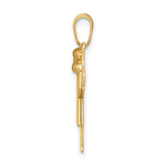 14k Two-tone The Kids Small Girl with Bow on Left Engravable Love Charm
