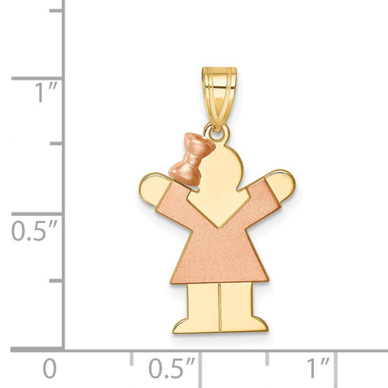 14k Two-tone The Kids Small Girl with Bow on Left Engravable Love Charm