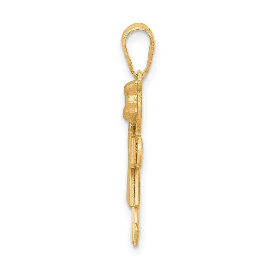 14k Two-tone The Kids Small Girl with Bow on Right Engravable Kiss Charm