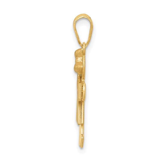 14k Two-tone The Kids Small Girl with Bow on Right Engravable Kiss Charm