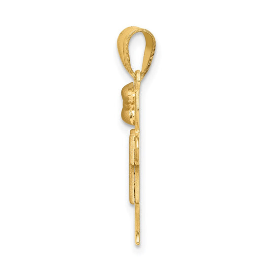 14k Two-tone The Kids Small Girl with Bow on Left Engravable Hugs Charm