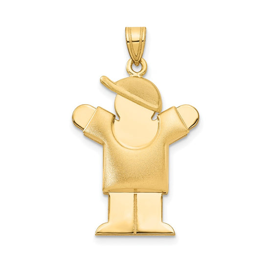 14k The Kids Puffed Boy with Hat on Right Engravable Love Charm