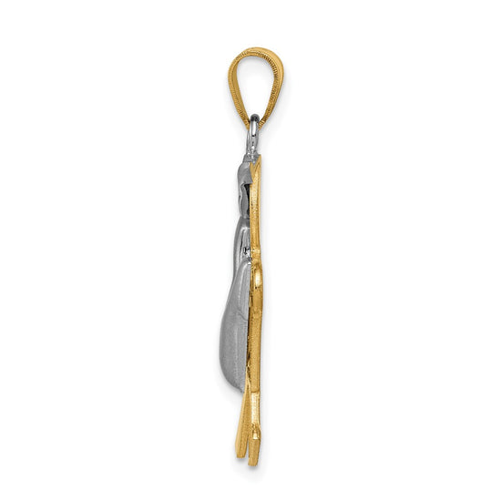 14k Two-tone The Kids Medium Puffed Boy with Hat on Left Engravable Kiss Charm