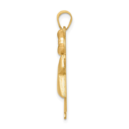 14k Two-tone The Kids Medium Puffed Girl with Bow on Right Engravable Kiss Charm