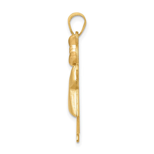 14k Two-tone The Kids Medium Puffed Girl with Bow on Right Engravable Kiss Charm