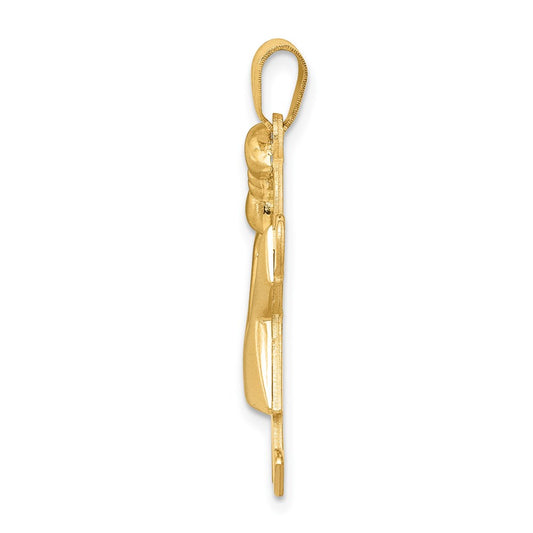 14k The Kids Puffed Girl with Bow on Left Engravable Joy Charm