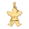 14k The Kids Puffed Girl with Bow on Left Engravable Joy Charm