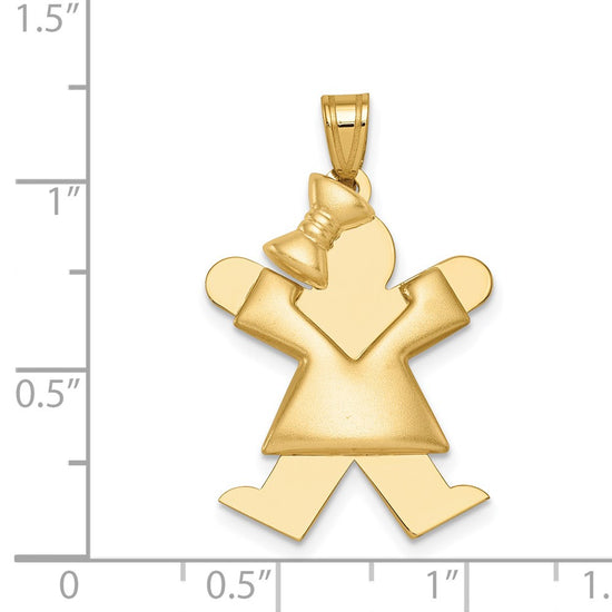 14k The Kids Puffed Girl with Bow on Left Engravable Joy Charm