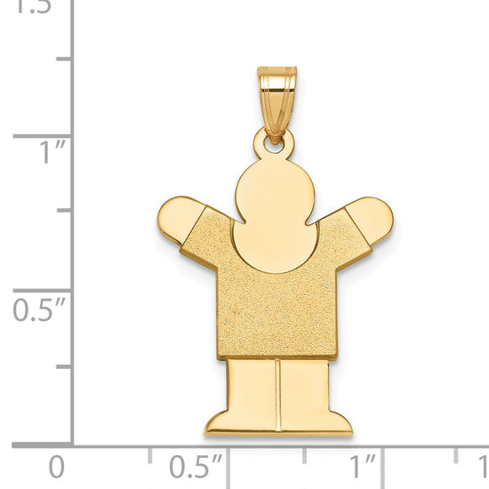 14k The Kids Solid Satin Medium Boy Engravable Love Charm