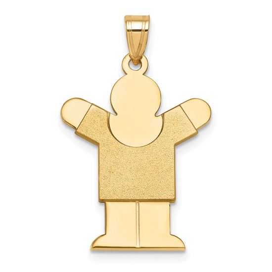 14k The Kids Solid Satin Medium Boy Engravable Love Charm