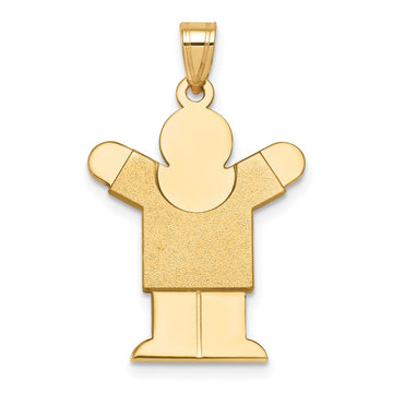 14k The Kids Solid Satin Medium Boy Engravable Love Charm
