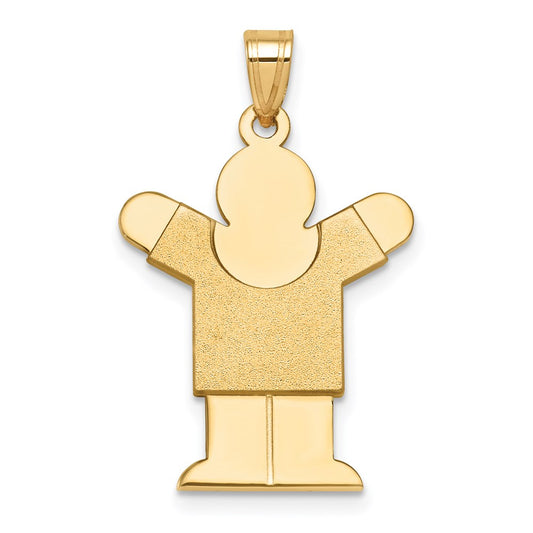 14k The Kids Solid Satin Medium Boy Engravable Love Charm