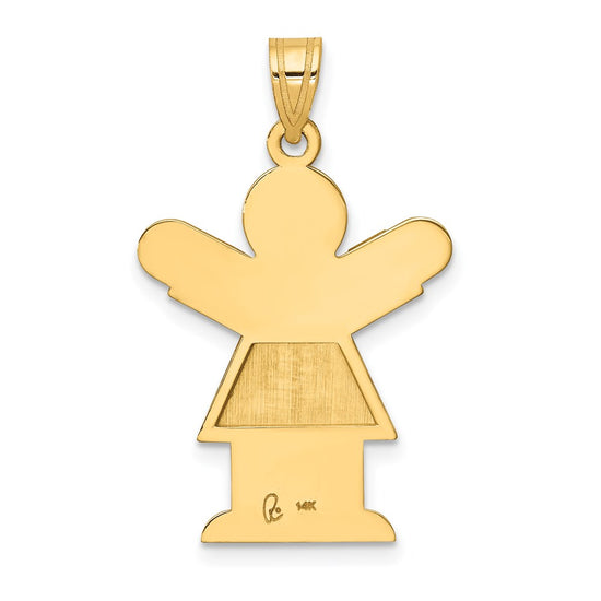 14k The Kids Solid Satin Medium Girl Engravable Love Charm