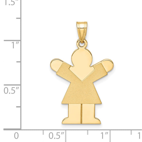 14k The Kids Solid Satin Medium Girl Engravable Love Charm