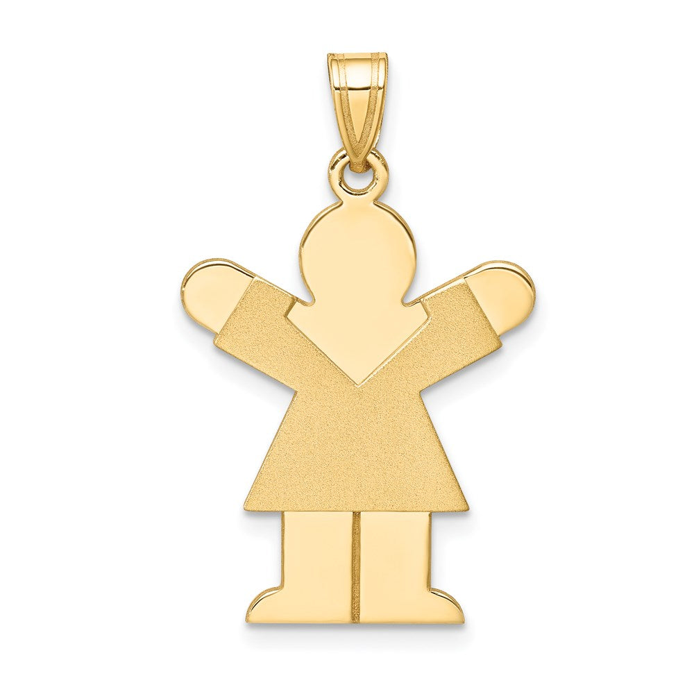 14k The Kids Solid Satin Medium Girl Engravable Love Charm