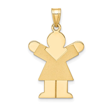 14k The Kids Solid Satin Medium Girl Engravable Love Charm