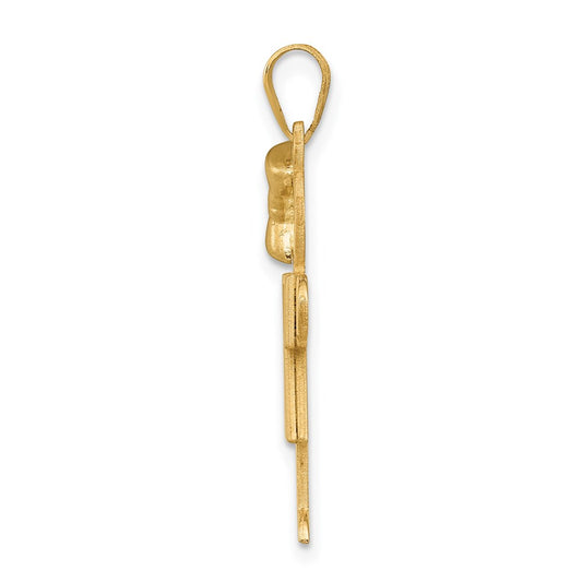 14k The Kids Solid Engravable Medium Girl with Bow on Left Hugs Charm