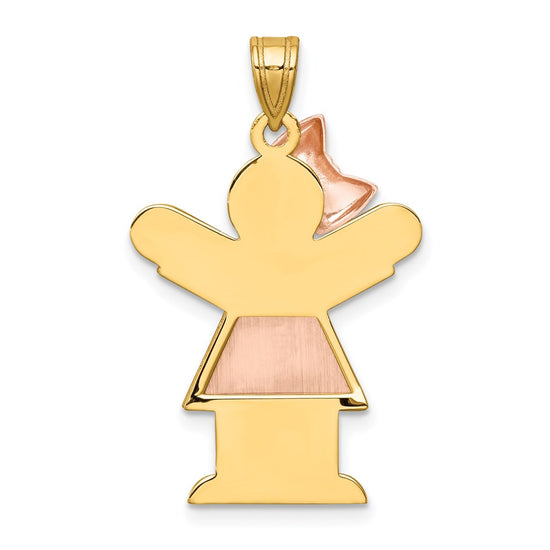 14k Two-tone The Kids Medium Girl with Bow on Left Engravable Love Charm