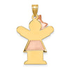 14k Two-tone The Kids Medium Girl with Bow on Left Engravable Love Charm