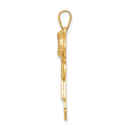 14k Two-tone The Kids Medium Girl with Bow on Right Engravable Kiss Charm