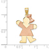 14k Two-tone The Kids Medium Girl with Bow on Right Engravable Kiss Charm