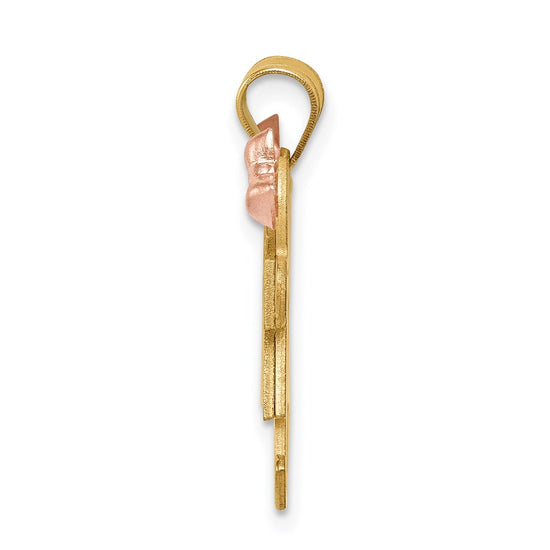 14k Two-tone The Kids Small Double Girls Engravable Kiss Charm