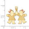14k Two-tone The Kids Small Double Girls Engravable Kiss Charm