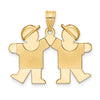 14k The Kids Solid Engravable Small Double Boys Kiss Charm