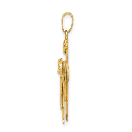 14k The Kids Big Boy and Little Girl Engravable Hugs Charm