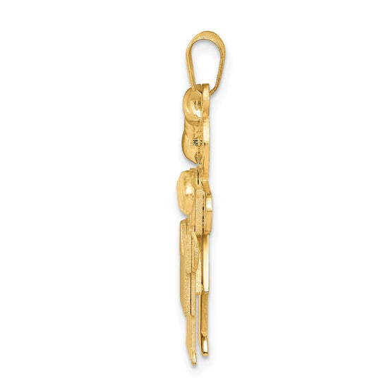 14k The Kids Big Girl and Little Boy Engravable Hugs Charm