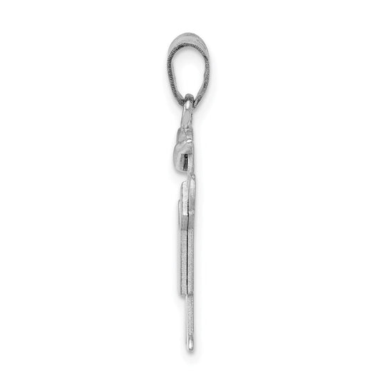 14k White Gold The Kids Small Boy with Hat on Left Engravable Kiss Charm