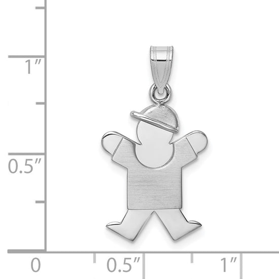 14k White Gold The Kids Small Boy with Hat on Right Engravable Joy Charm