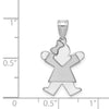 14k White Gold The Kids Small Girl with Bow on Left Engravable Joy Charm