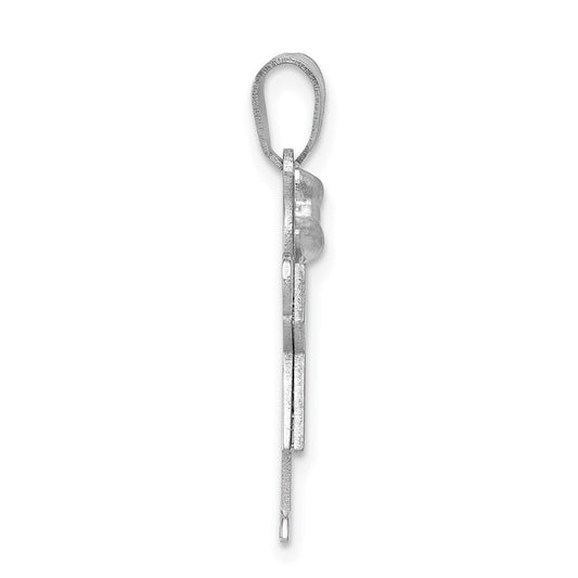 14k White Gold The Kids Small Girl with Bow on Left Engravable Love Charm