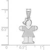 14k White Gold The Kids Small Girl with Bow on Left Engravable Hugs Charm
