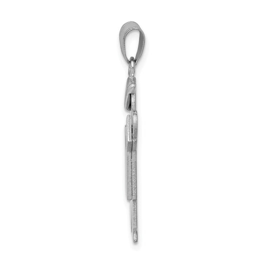 14k White Gold The Kids Medium Boy with Hat on Left Engravable Kiss Charm