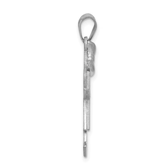 14k White Gold The Kids Medium Girl with Bow on Left Engravable Joy Charm