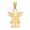14k The Kids Solid Satin Small Girl with Ruffles Engravable Love Charm
