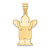 14k The Kids Solid Satin Small Boy in Overalls Engravable Love Charm