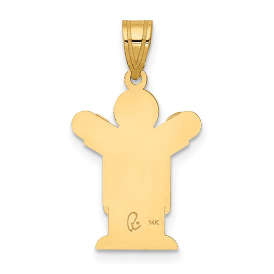 14k The Kids Solid Satin Medium Boy in Overalls Engravable Love Charm