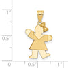 14k The Kids Solid Engravable Small Girl with Bow on Right Kiss Charm